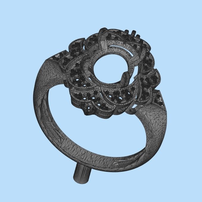 Women Gemstone ring design 3dm stl vintage 3D print model_18