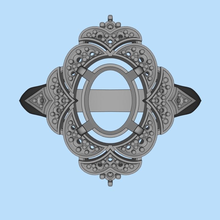 Women Gemstone ring design 3dm stl vintage 3D print model_13