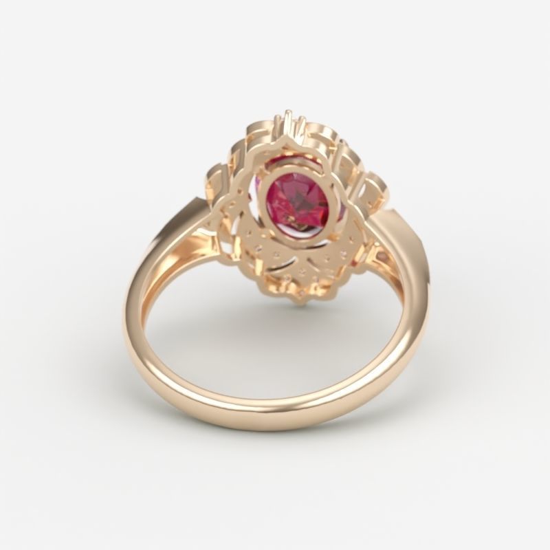 Women Gemstone ring design 3dm stl vintage 3D print model_3