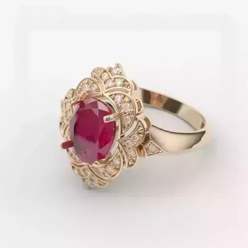 Women Gemstone ring design 3dm stl vintage 3D print model