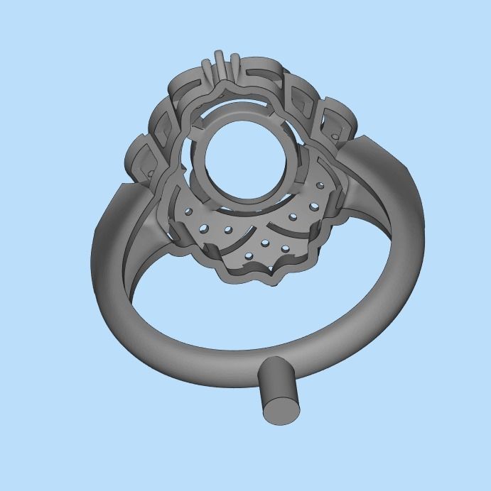 Women Gemstone ring design 3dm stl vintage 3D print model_16