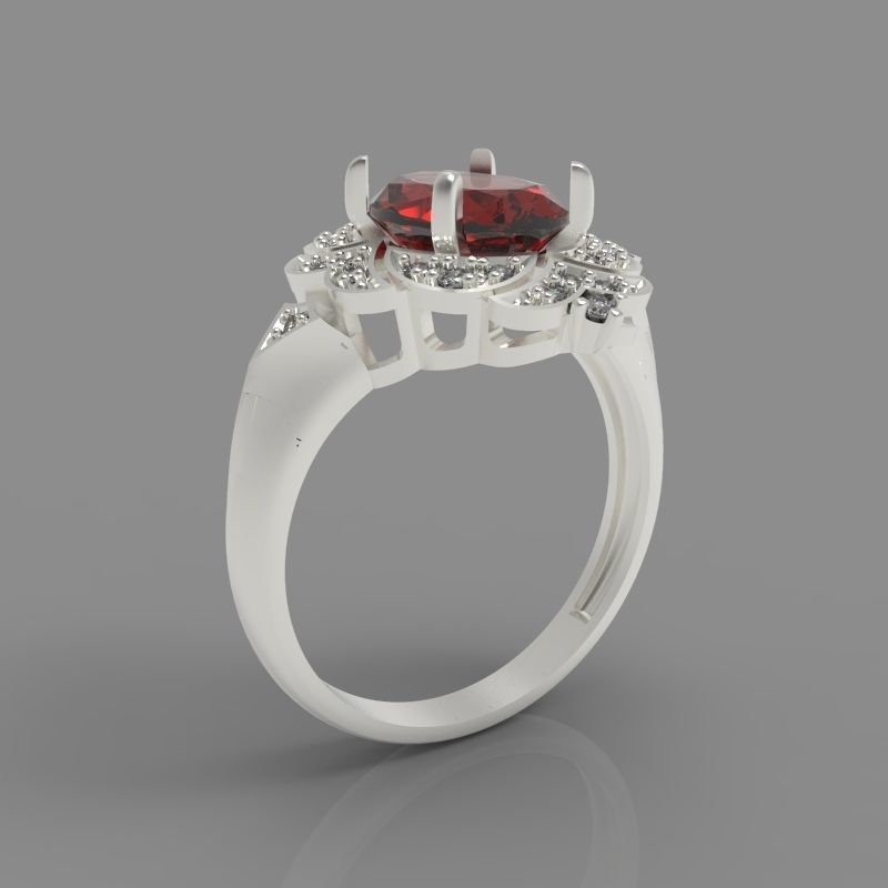 Women Gemstone ring design 3dm stl vintage 3D print model_10