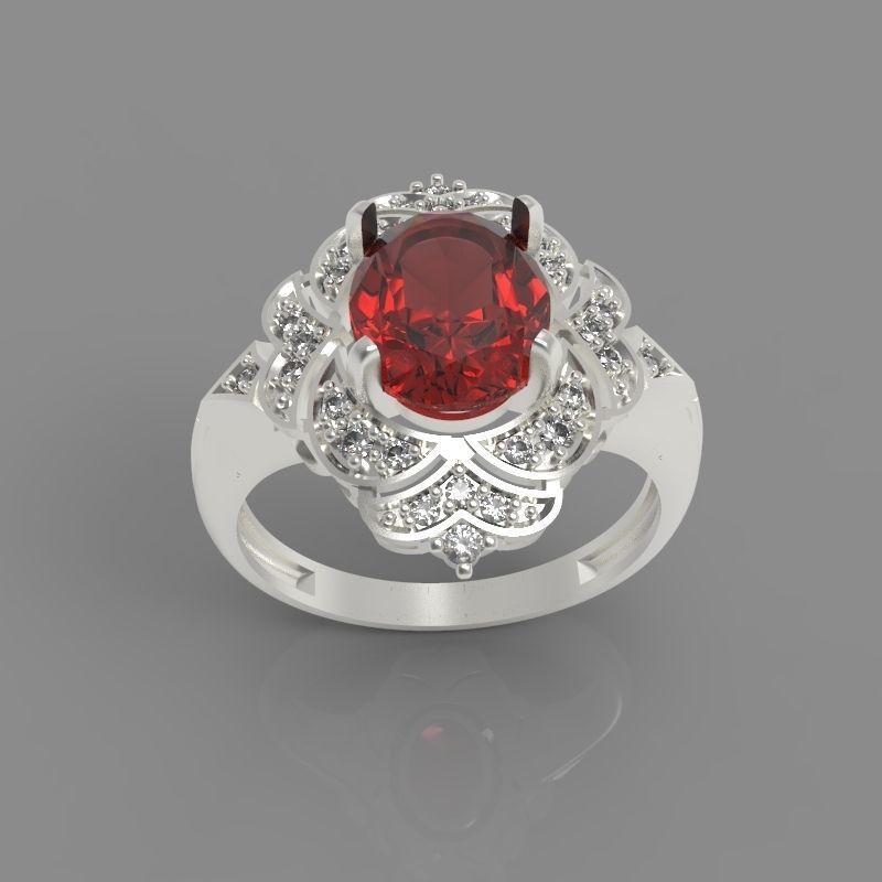 Women Gemstone ring design 3dm stl vintage 3D print model_8
