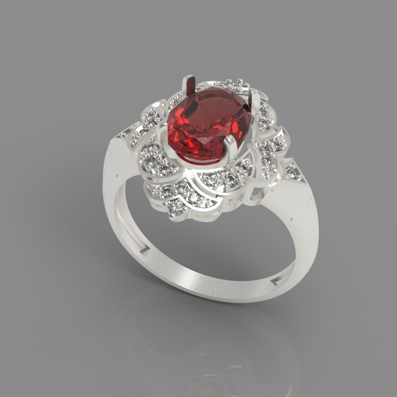 Women Gemstone ring design 3dm stl vintage 3D print model_11