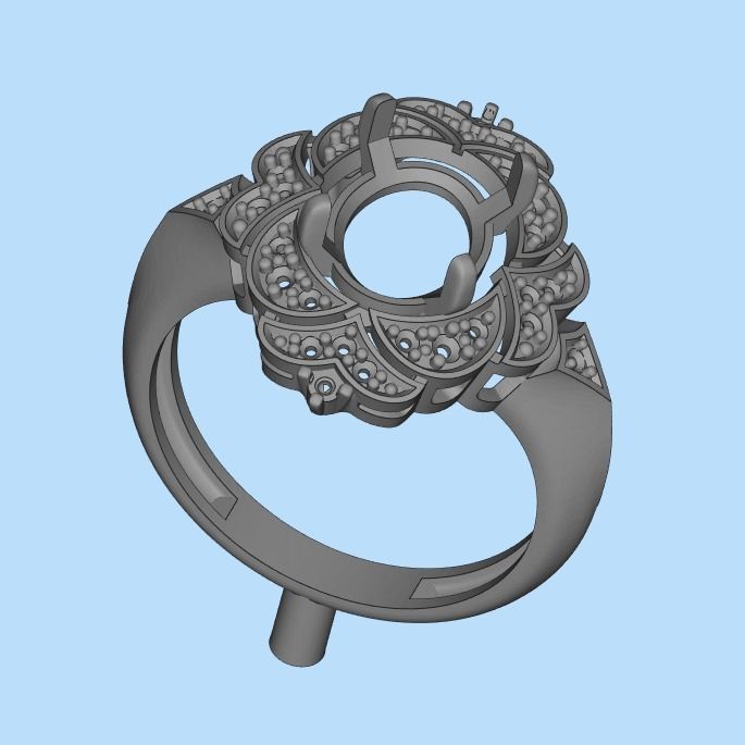 Women Gemstone ring design 3dm stl vintage 3D print model_17