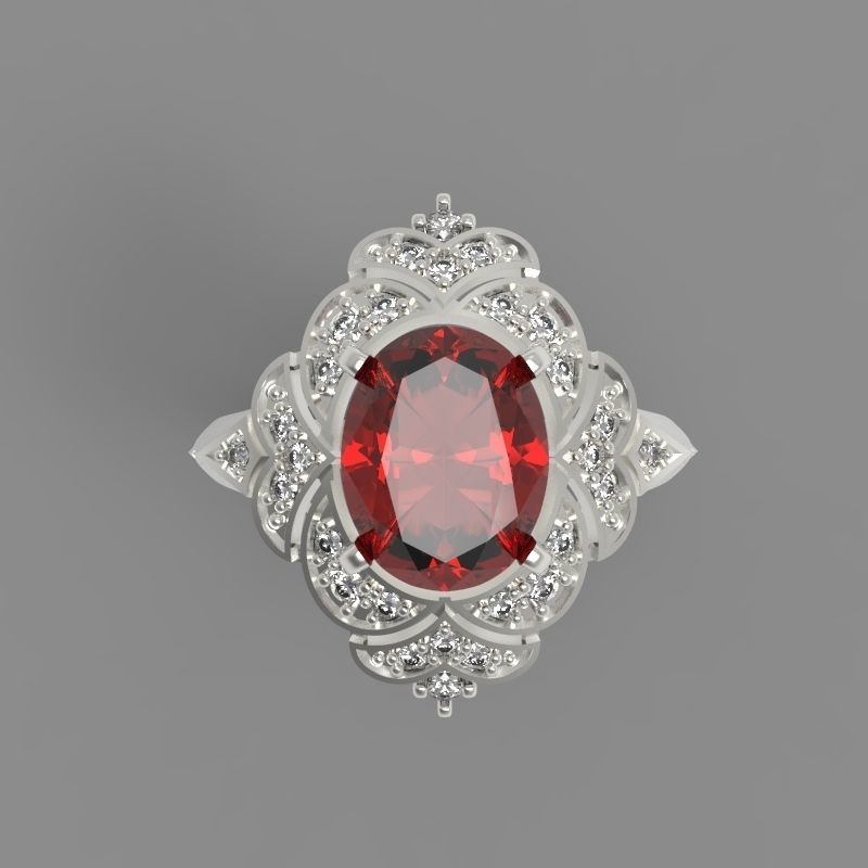 Women Gemstone ring design 3dm stl vintage 3D print model_7