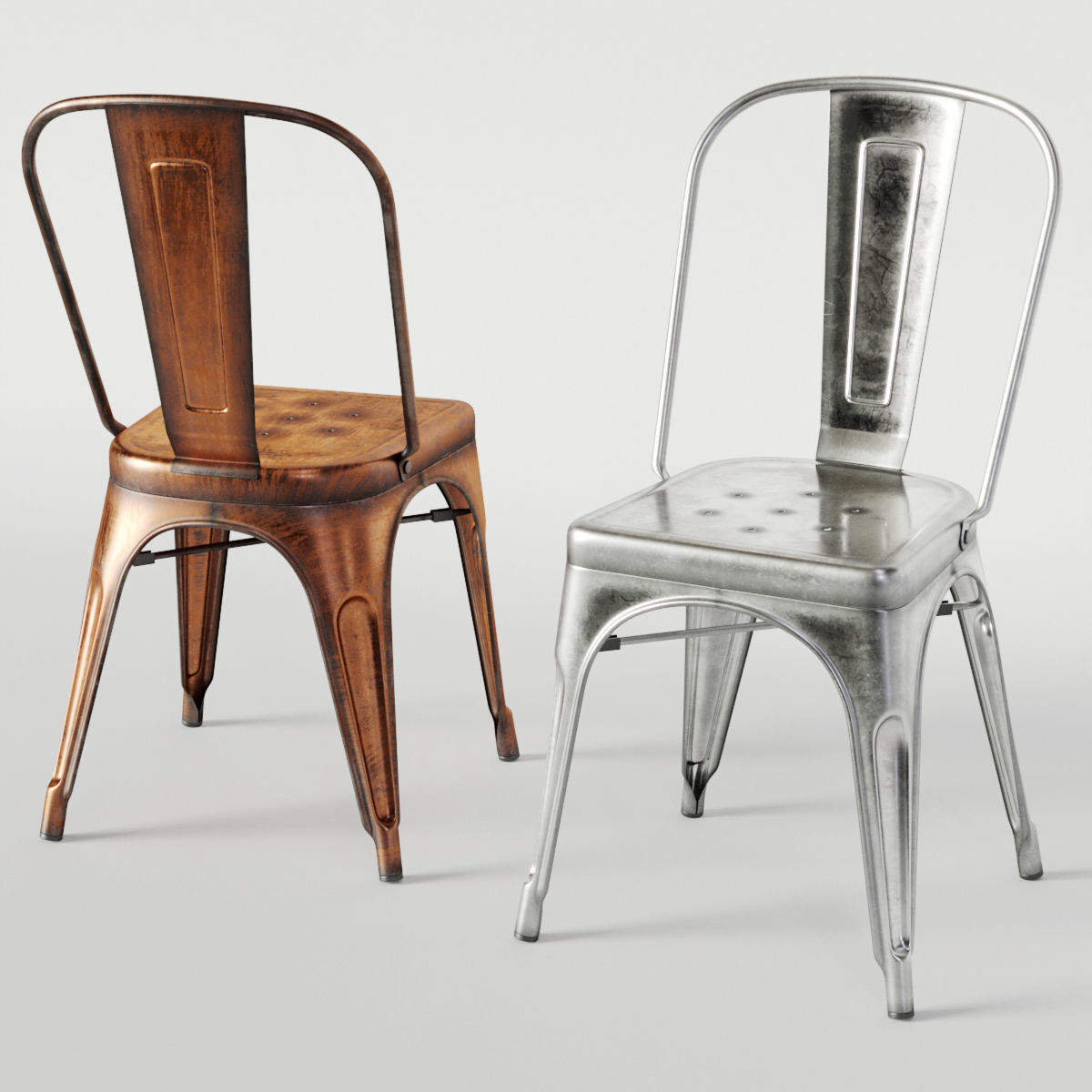 Xavier Pauchard Tolix Style Chair 3D model_1