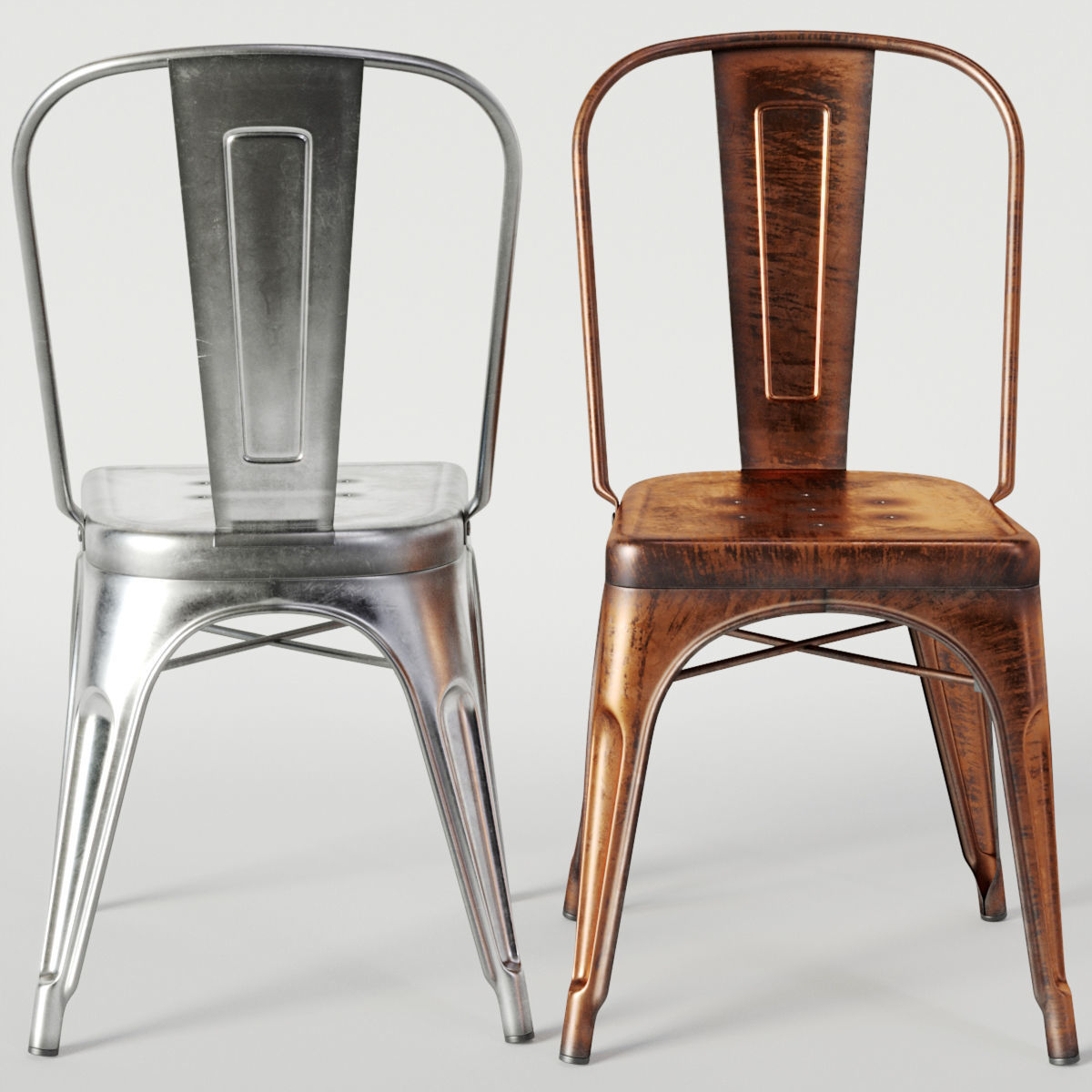 Xavier Pauchard Tolix Style Chair 3D model_2