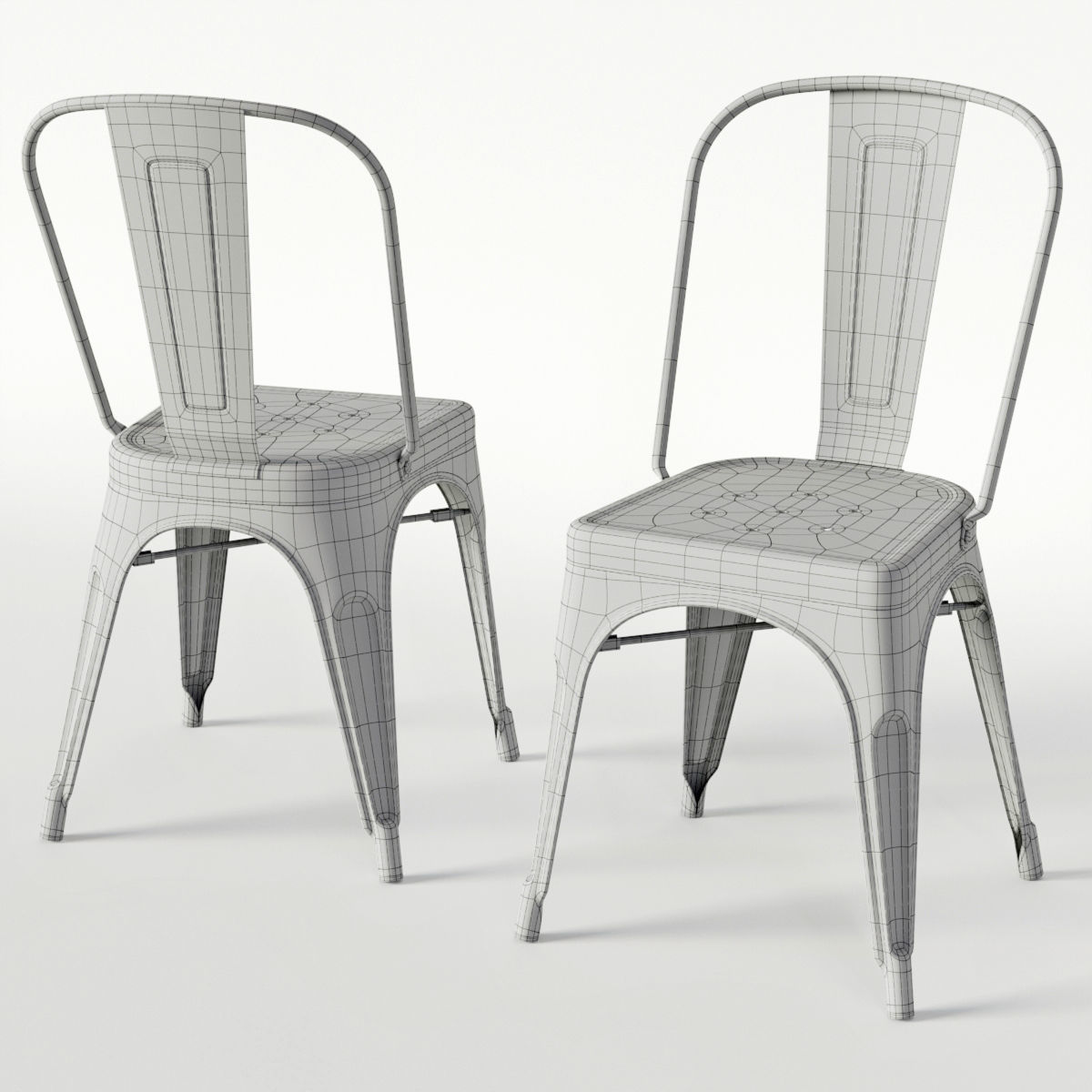 Xavier Pauchard Tolix Style Chair 3D model_4