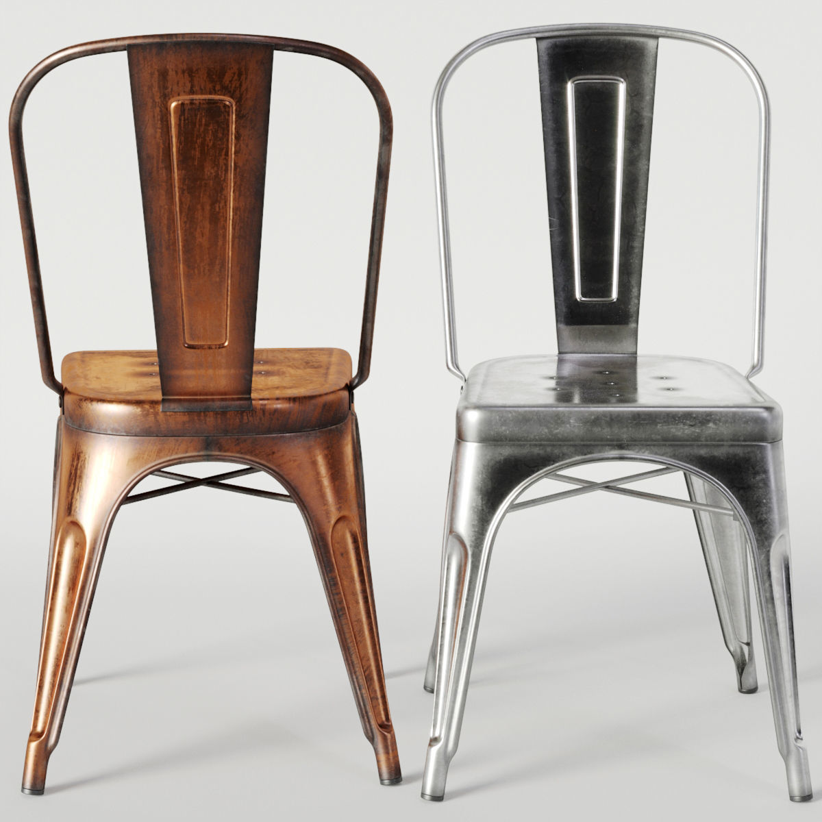 Xavier Pauchard Tolix Style Chair 3D model_3