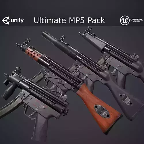 Ultimate MP5 Pack Low-poly 3D model