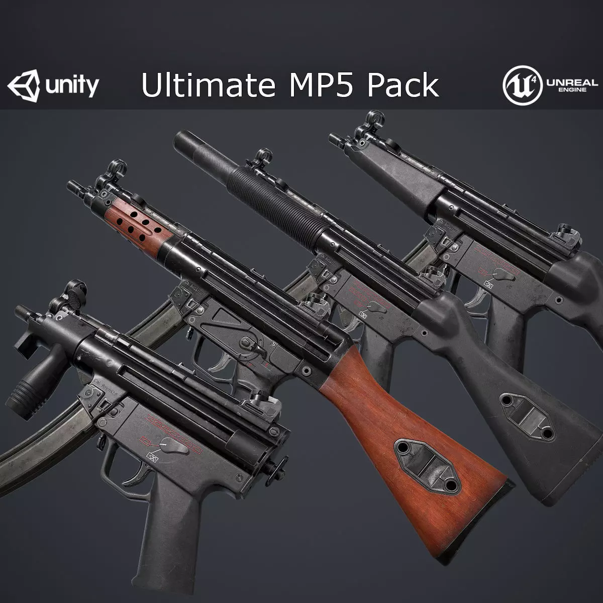 Ultimate MP5 Pack Low-poly 3D model_0