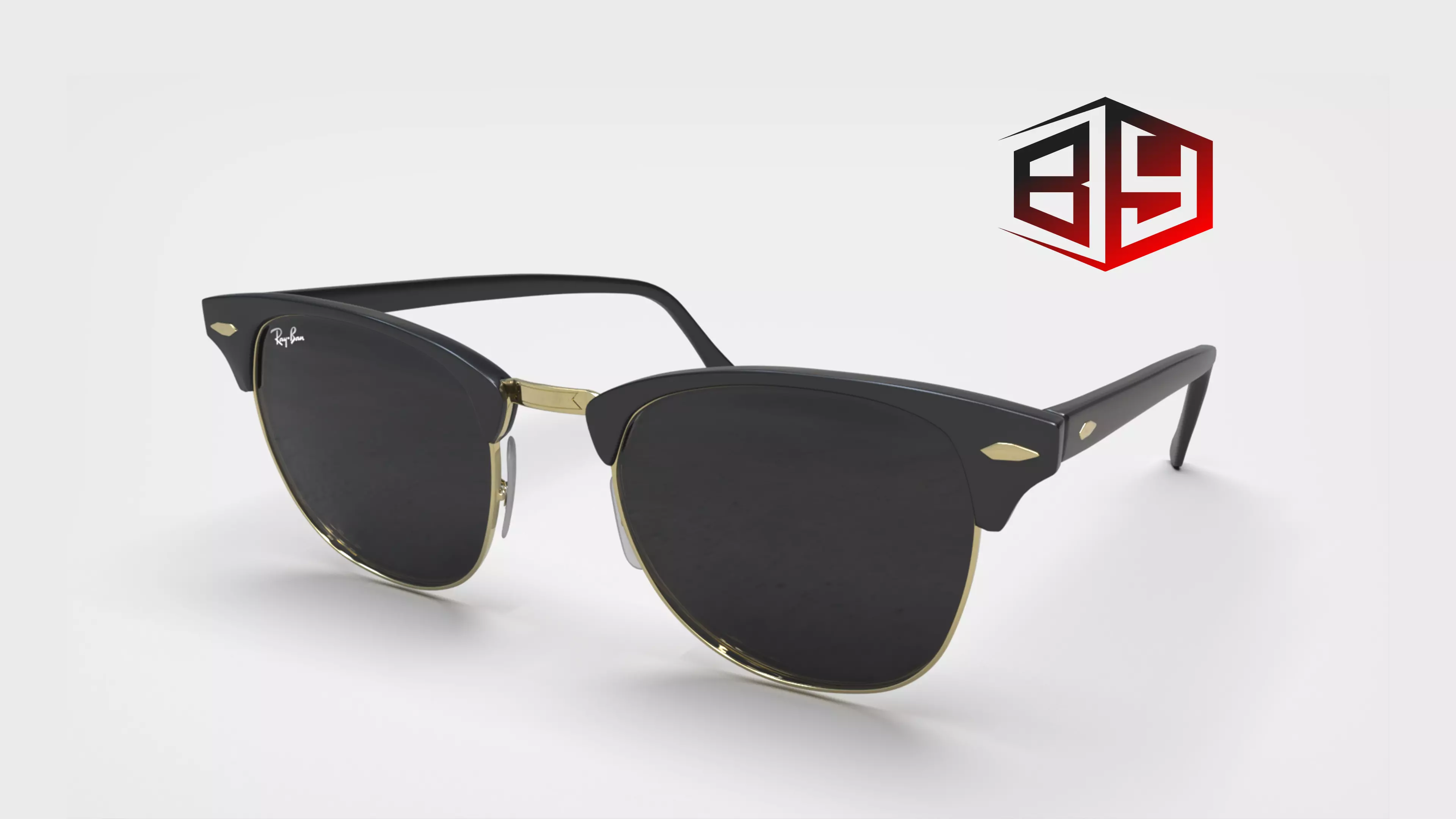 RayBan Clubmaster Glasses Low-poly 3D model