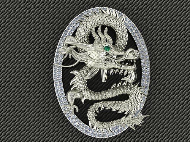 dragon chinese brooch 3D print model