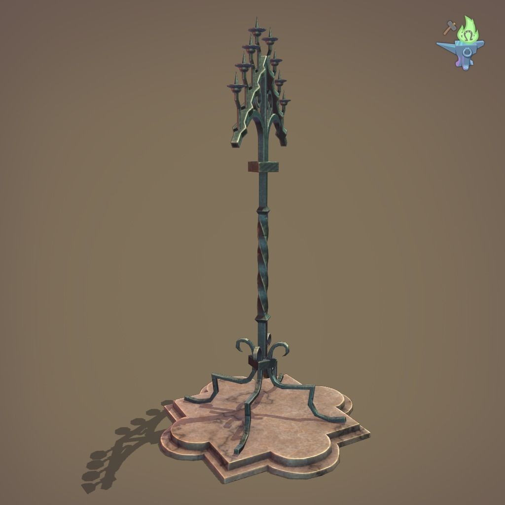 Gothic Candelabra Low-poly 3D model_8