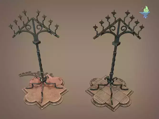 Gothic Candelabra Low-poly 3D model