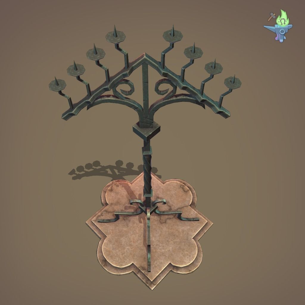 Gothic Candelabra Low-poly 3D model_4