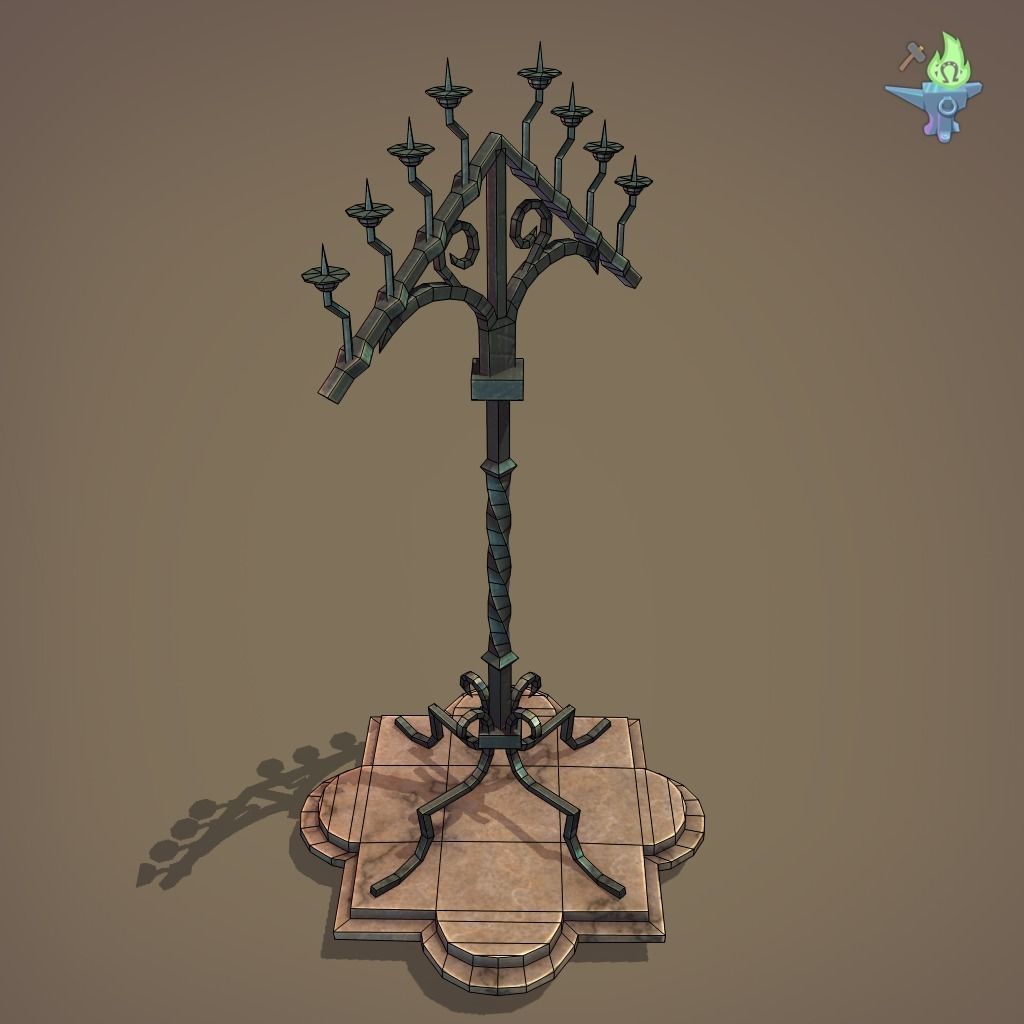 Gothic Candelabra Low-poly 3D model_10