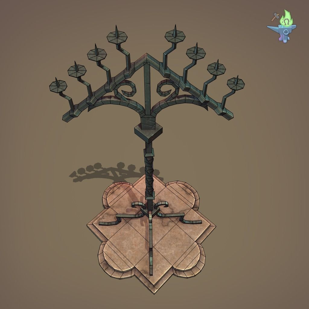 Gothic Candelabra Low-poly 3D model_5