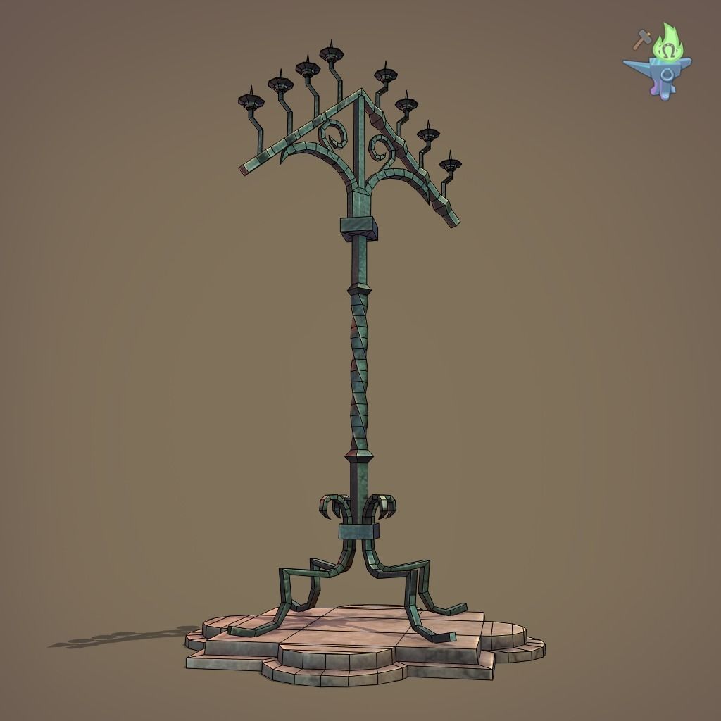 Gothic Candelabra Low-poly 3D model_7