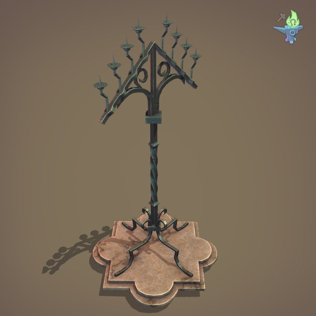 Gothic Candelabra Low-poly 3D model_2