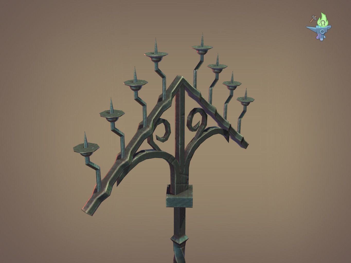 Gothic Candelabra Low-poly 3D model_3