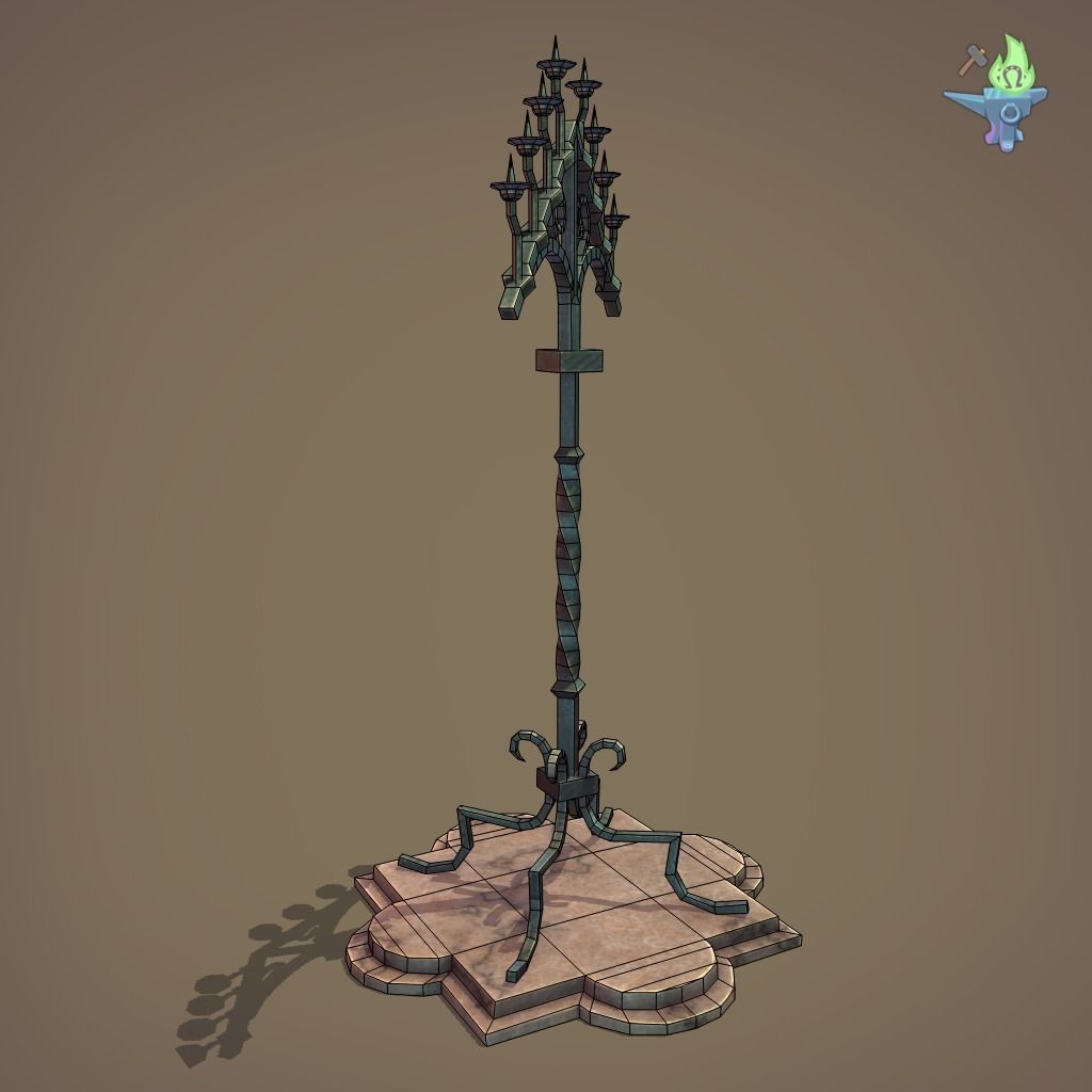 Gothic Candelabra Low-poly 3D model_9