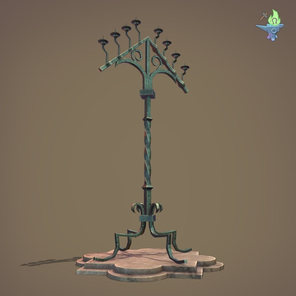 Gothic Candelabra Low-poly 3D model_6
