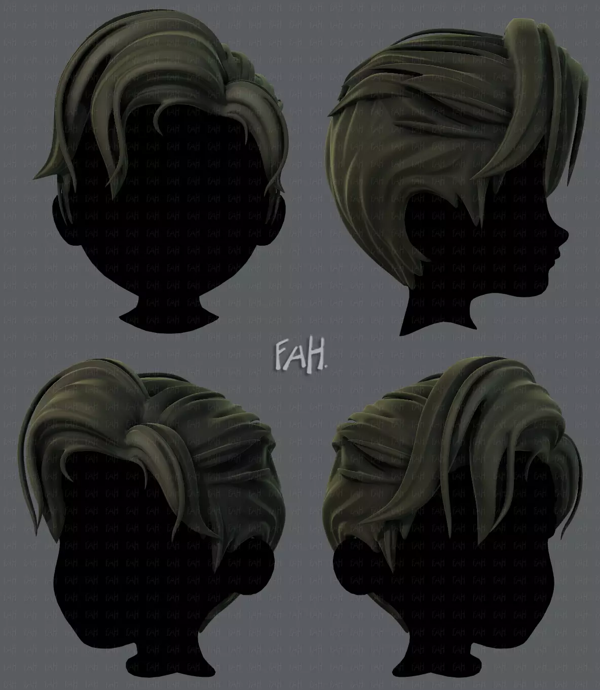 3D Hair style for boy V44 Low-poly 3D model_0