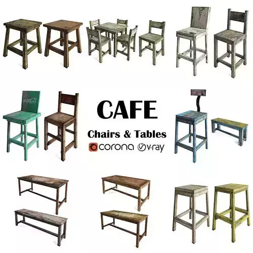 Cafe set stool and bench