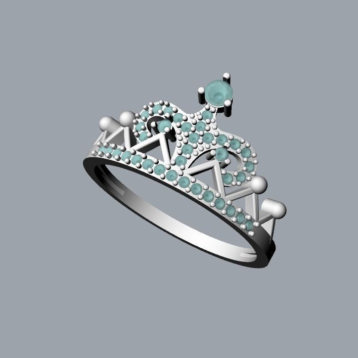 Women Crown ring  diamonds CAD 3dm stl  3D print model_25