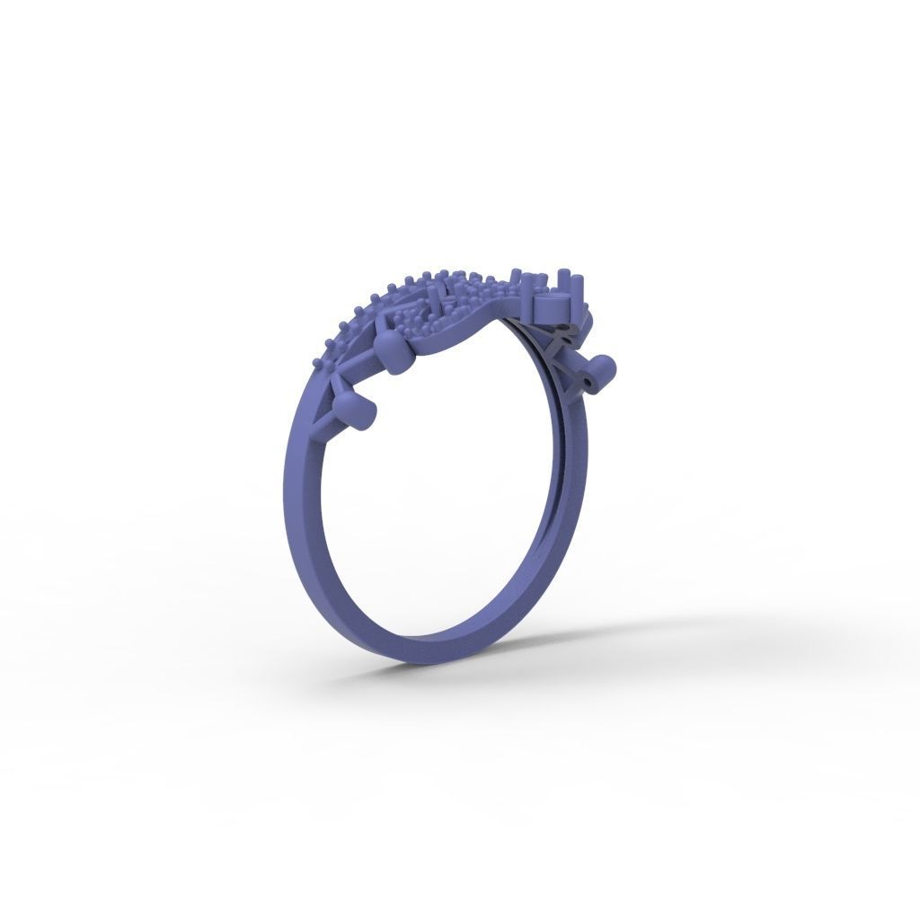 Women Crown ring  diamonds CAD 3dm stl  3D print model_20