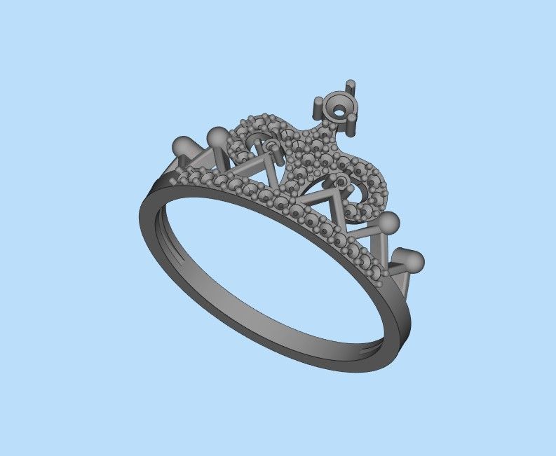 Women Crown ring  diamonds CAD 3dm stl  3D print model_28