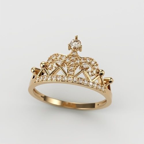 Women Crown ring  diamonds CAD 3dm stl  3D print model