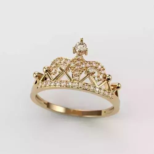 Women Crown ring  diamonds CAD 3dm stl  3D print model