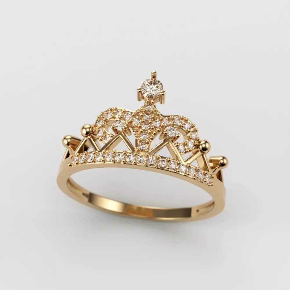 Women Crown ring  diamonds CAD 3dm stl  3D print model_0