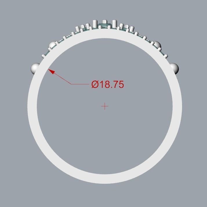 Women Crown ring  diamonds CAD 3dm stl  3D print model_10