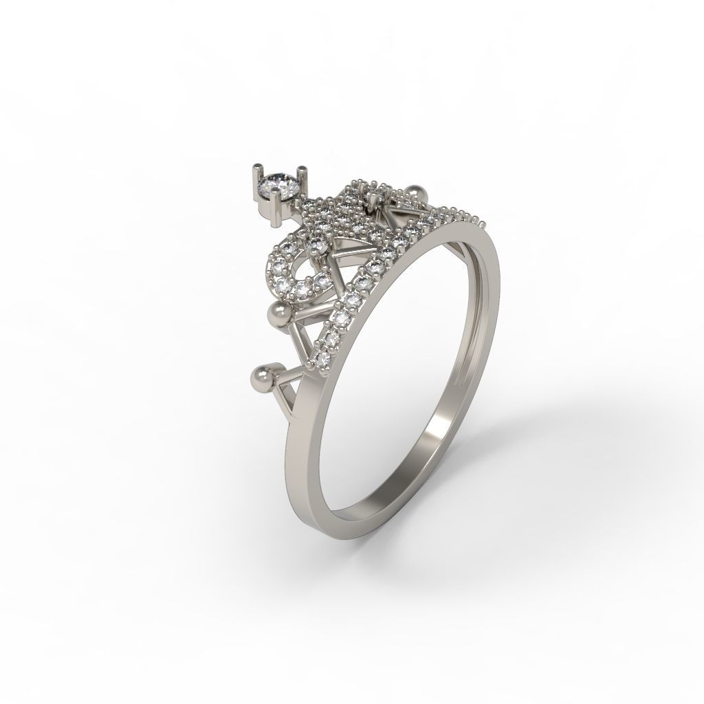 Women Crown ring  diamonds CAD 3dm stl  3D print model_14