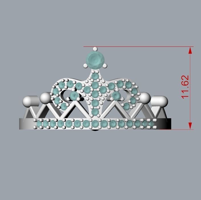 Women Crown ring  diamonds CAD 3dm stl  3D print model_9