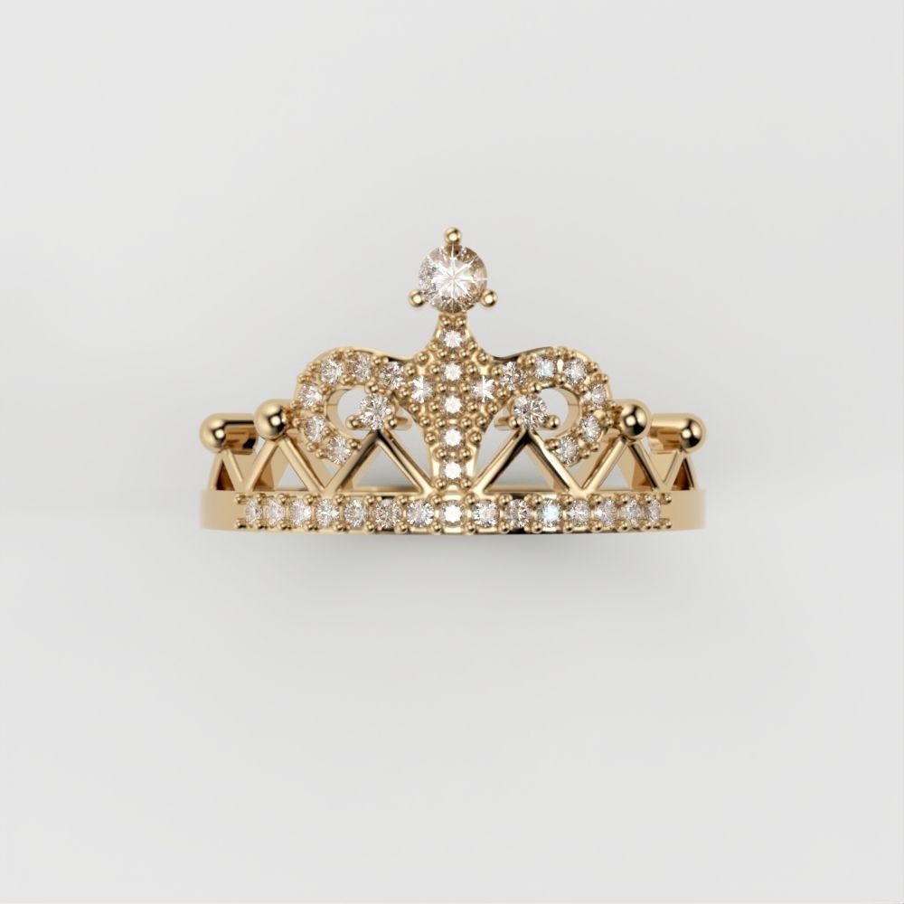 Women Crown ring  diamonds CAD 3dm stl  3D print model_2
