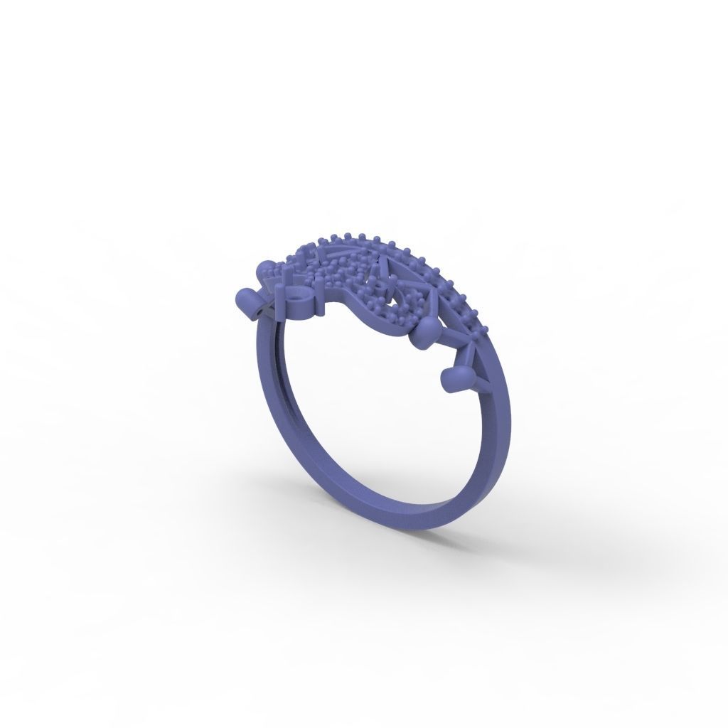 Women Crown ring  diamonds CAD 3dm stl  3D print model_23