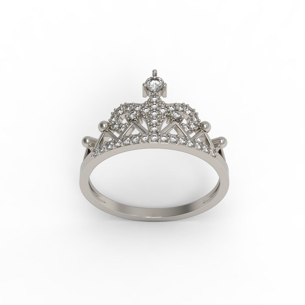 Women Crown ring  diamonds CAD 3dm stl  3D print model_13