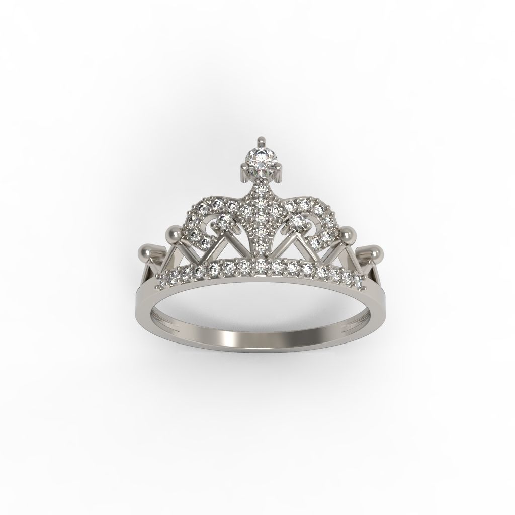 Women Crown ring  diamonds CAD 3dm stl  3D print model_12