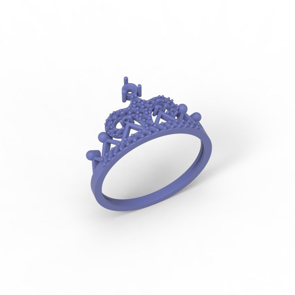 Women Crown ring  diamonds CAD 3dm stl  3D print model_15