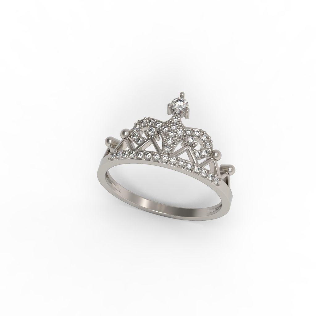 Women Crown ring  diamonds CAD 3dm stl  3D print model_11