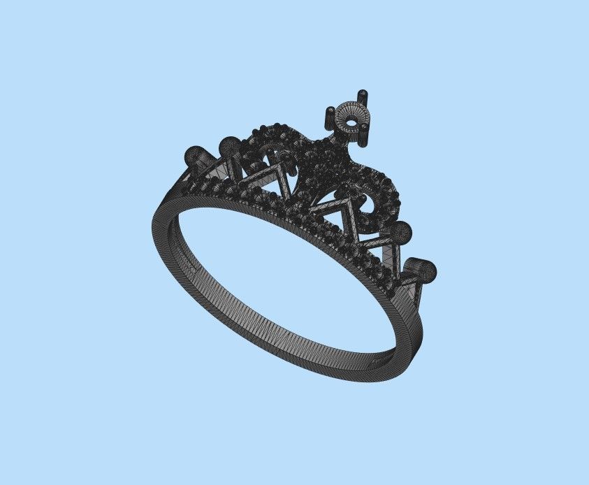 Women Crown ring  diamonds CAD 3dm stl  3D print model_31