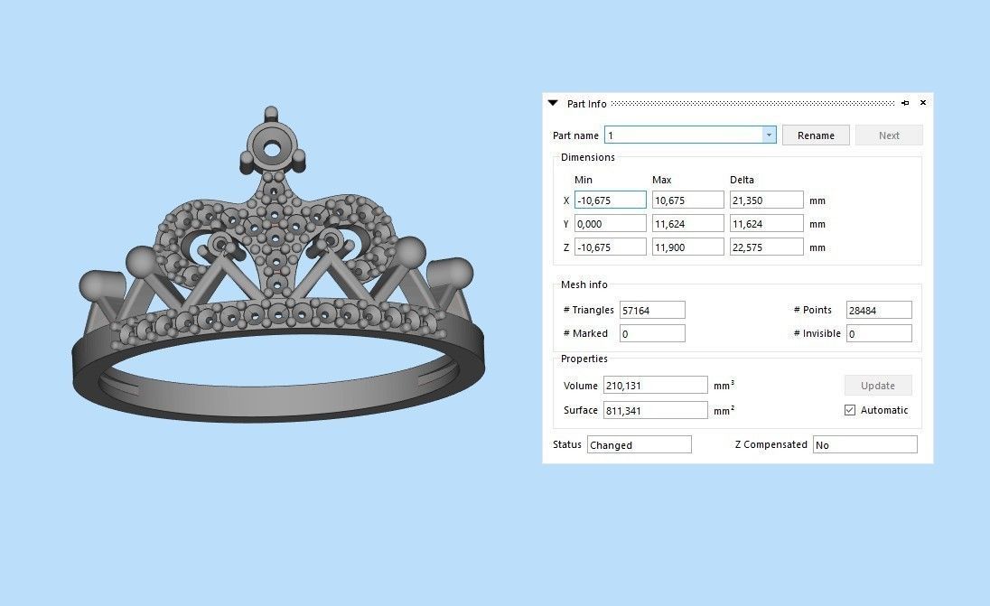 Women Crown ring  diamonds CAD 3dm stl  3D print model_5