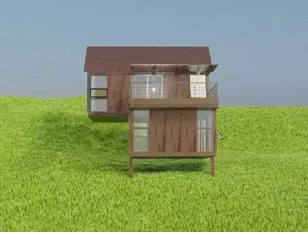 cabin on a hill house archiviz house exterior