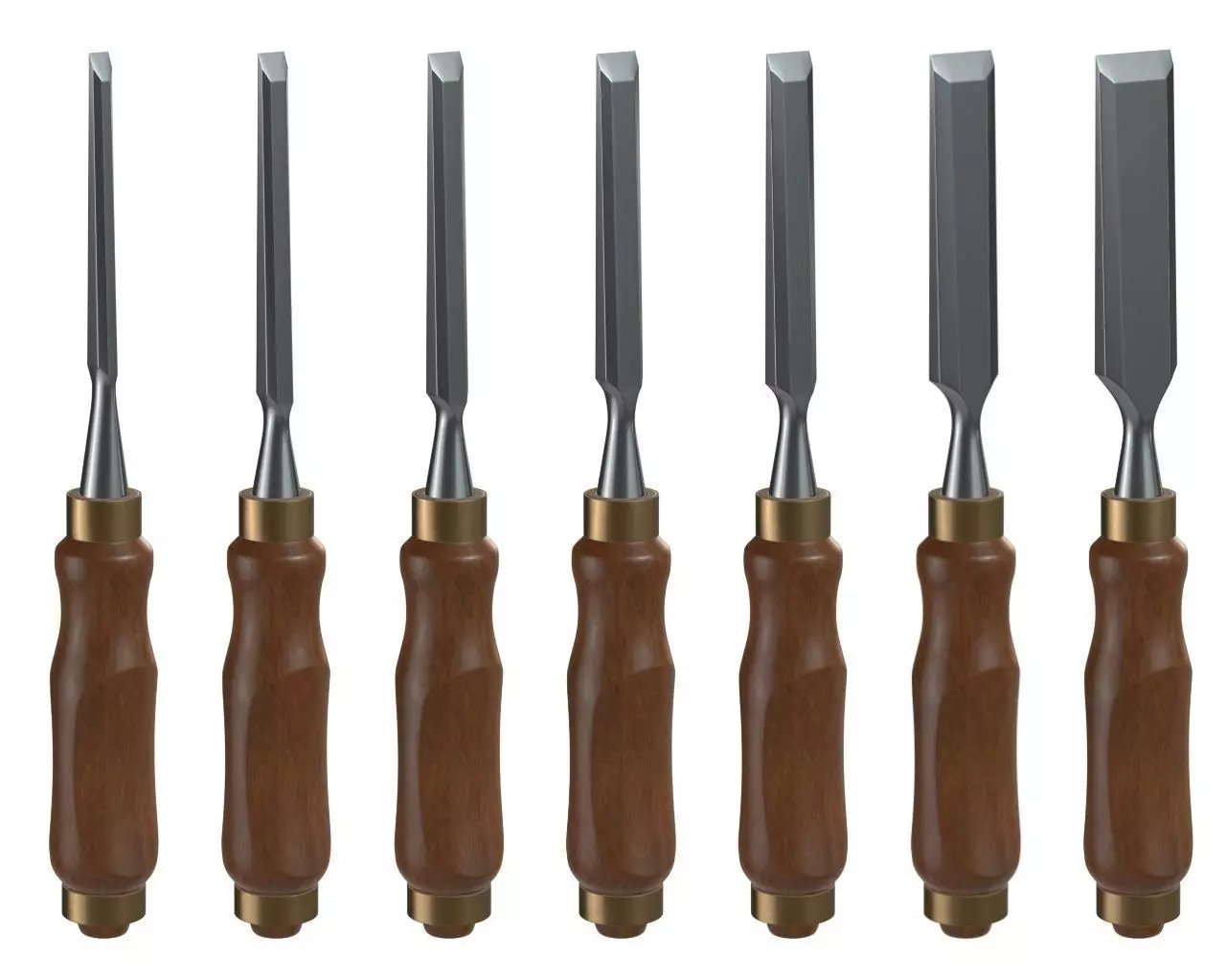 Wood Chisels 3D Model Collection_0