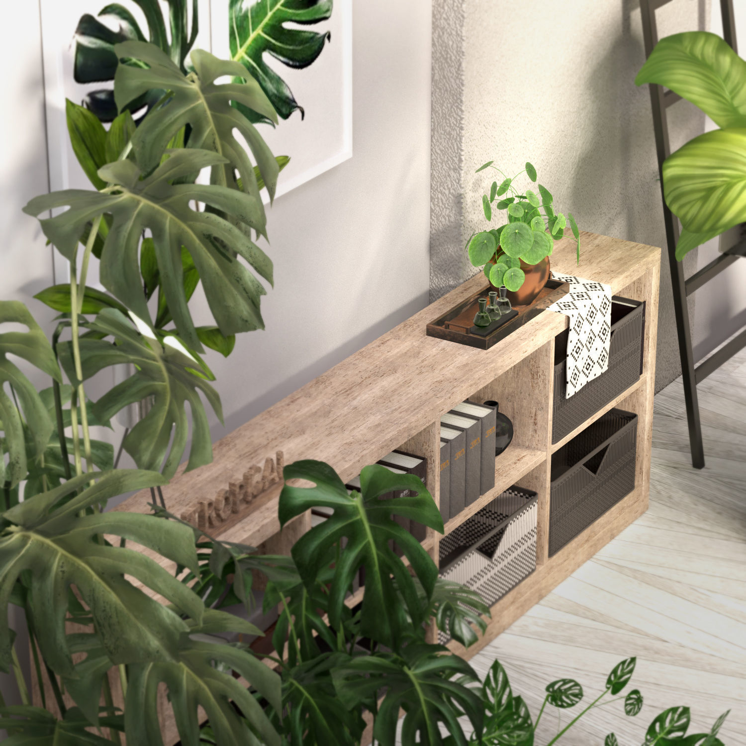Tropical Indoor plant collection 3D model_2